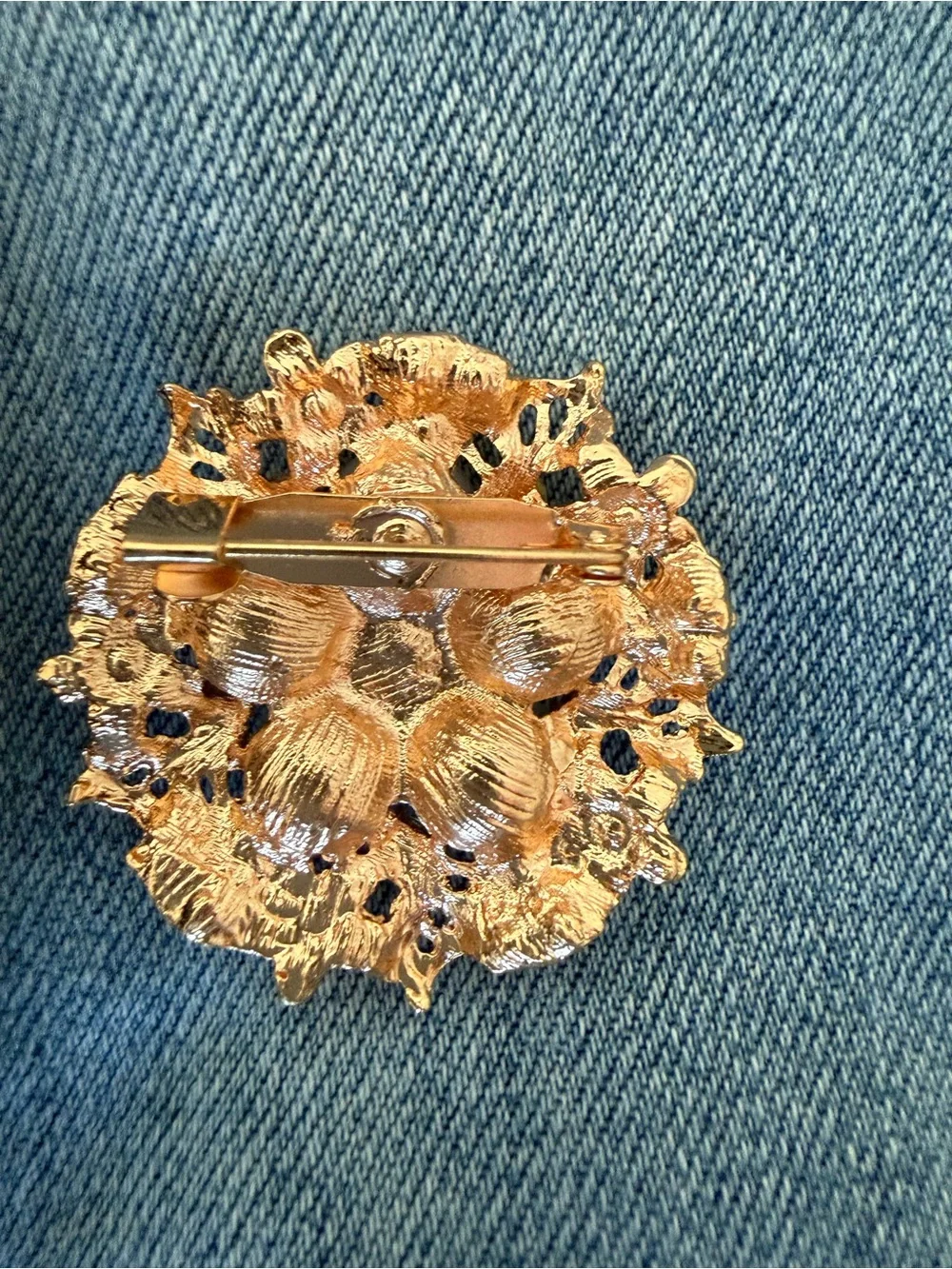 Gold-Tone Pearl & Crystal Flower Brooch